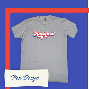 "America" Next Level Apparel Short Sleeve Shirt Medium Gray Sizes S, M, L, XL